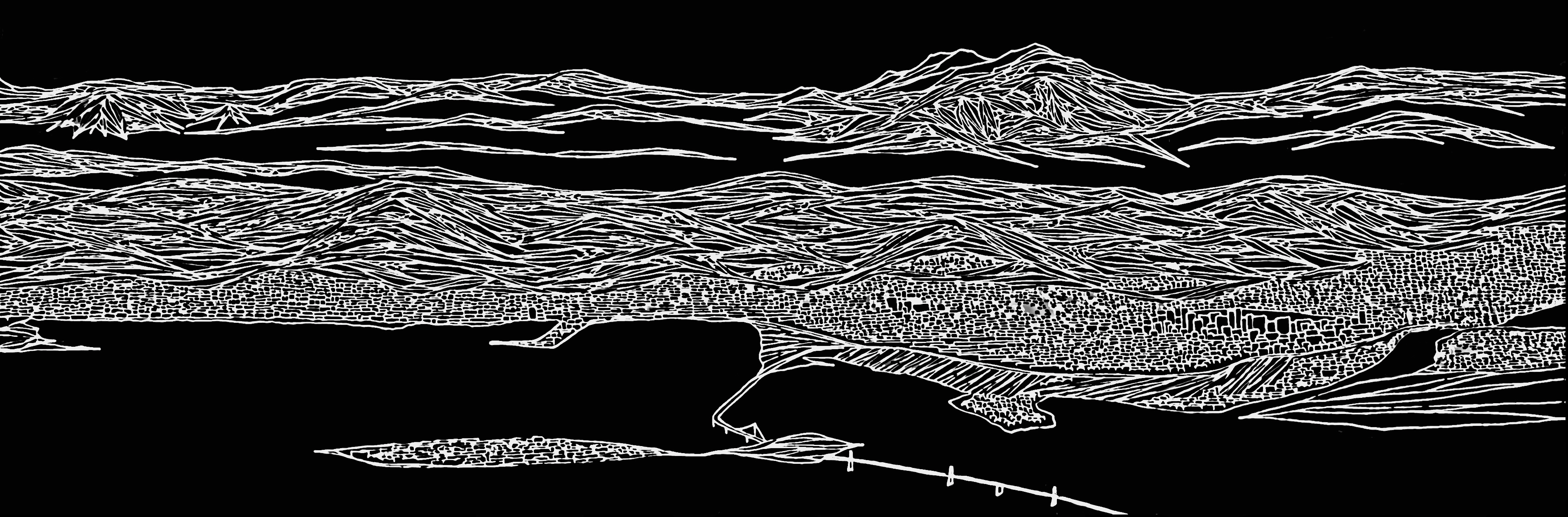 Bay Area Landscape Hand-Drawn